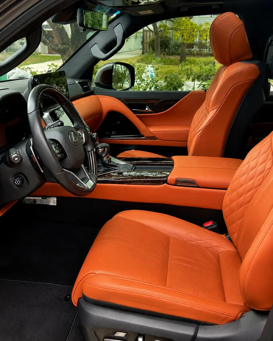 lexus-luxury-interior-detailing-houston Orange leather Lexus interior after premium interior detailing in Houston