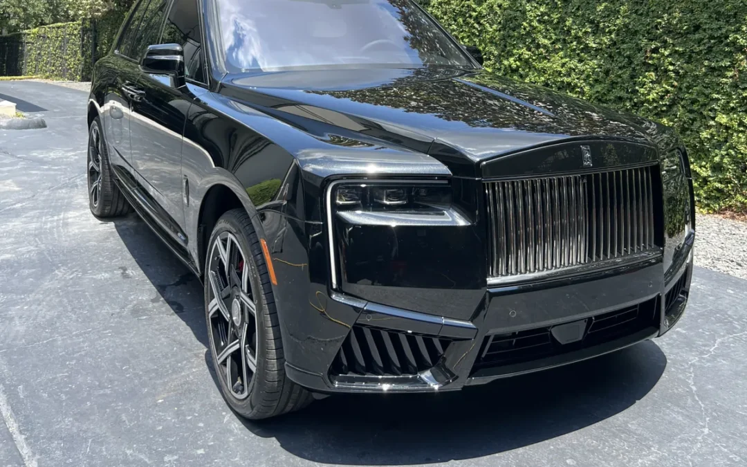 Black Rolls-Royce Cullinan after an Azul mobile detail at a River Oaks home